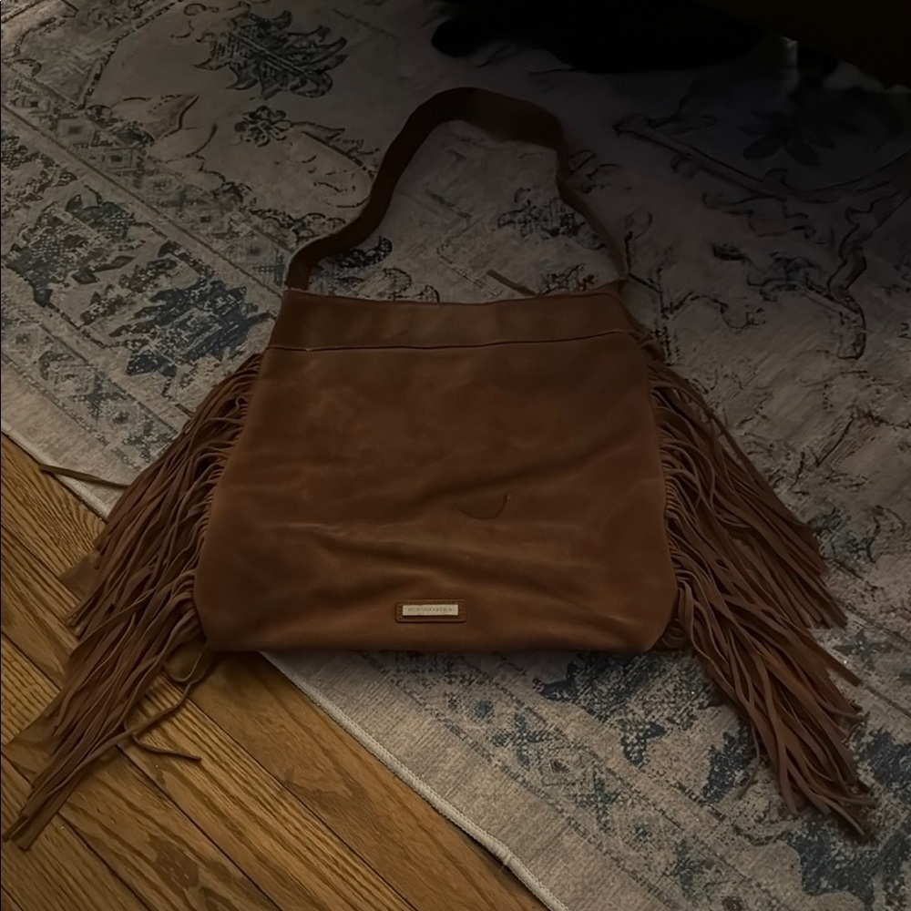 BCBG MAXAZRIA Brown Fringe Shoulder Bag